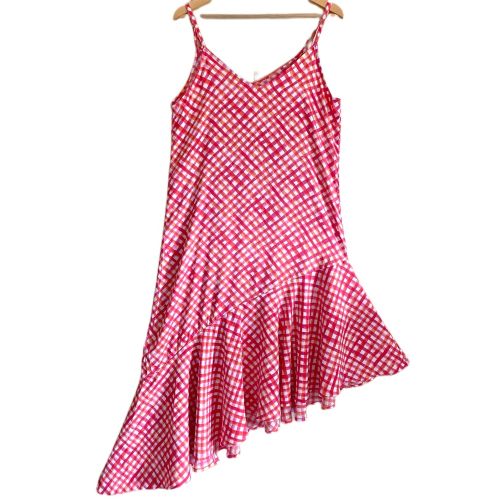TOMMY BAHAMA Harbour Island Gingham Asymmetric Ruffle Dress swim coverup Size M - Picture 6 of 8